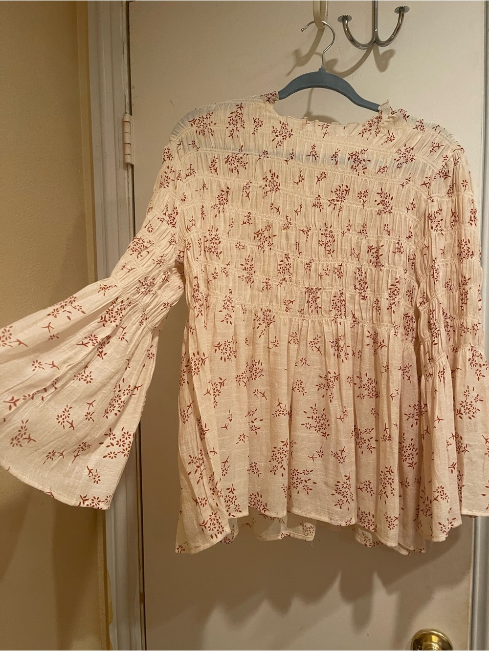 Adiva Ivory Blouson Tunic with Rust Floral Print
